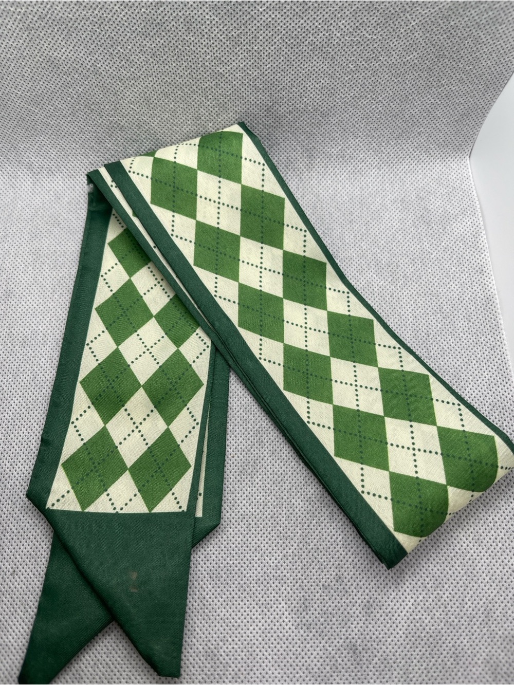 Green Argyle Twilly Scarf